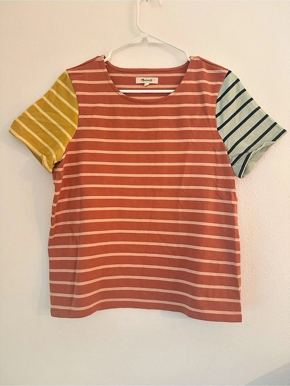 Madewell Striped Cotton Tee in Red & Yellow Medium
